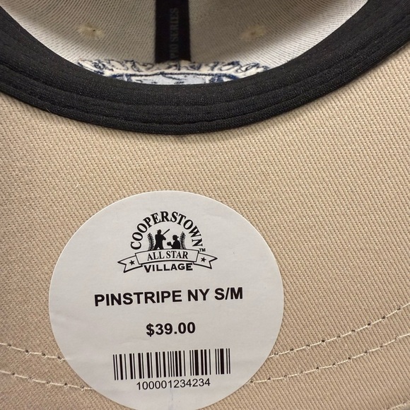 Copperstown All Star Village Pro Series Pinstripe Beige/Blue Baseball Hat S/M - Picture 6 of 7